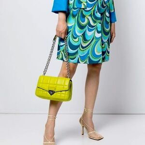 EUC Michael Kors SoHo Large Quilted Shoulder Bag in Lime AND Lime MK Wallet